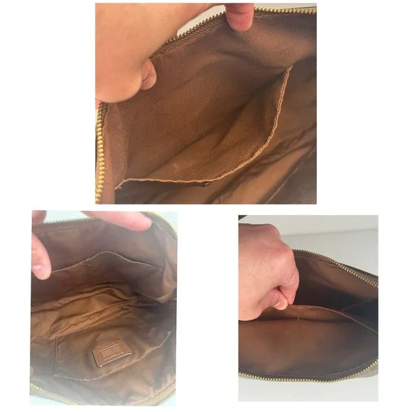 Coach Signature Khaki Canvas Tan Leather Shoulder Zip Hobo Monogram Purse F29209 - Picture 8 of 8